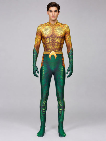 Aquaman Costume with Scale Pattern on-model view