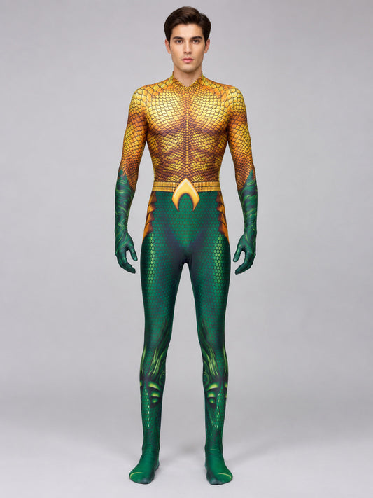 Aquaman Costume with Scale Pattern on-model view