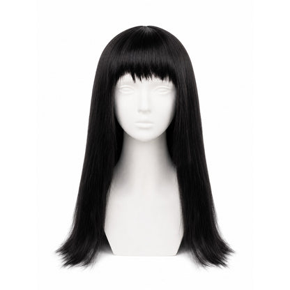 Long Wig with Straight Hair and Blunt Bangs