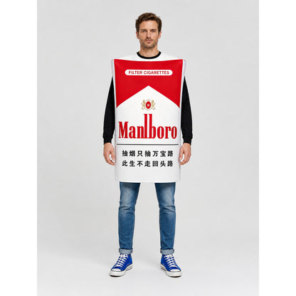Red and White Cigarette Pack Costume on-model view