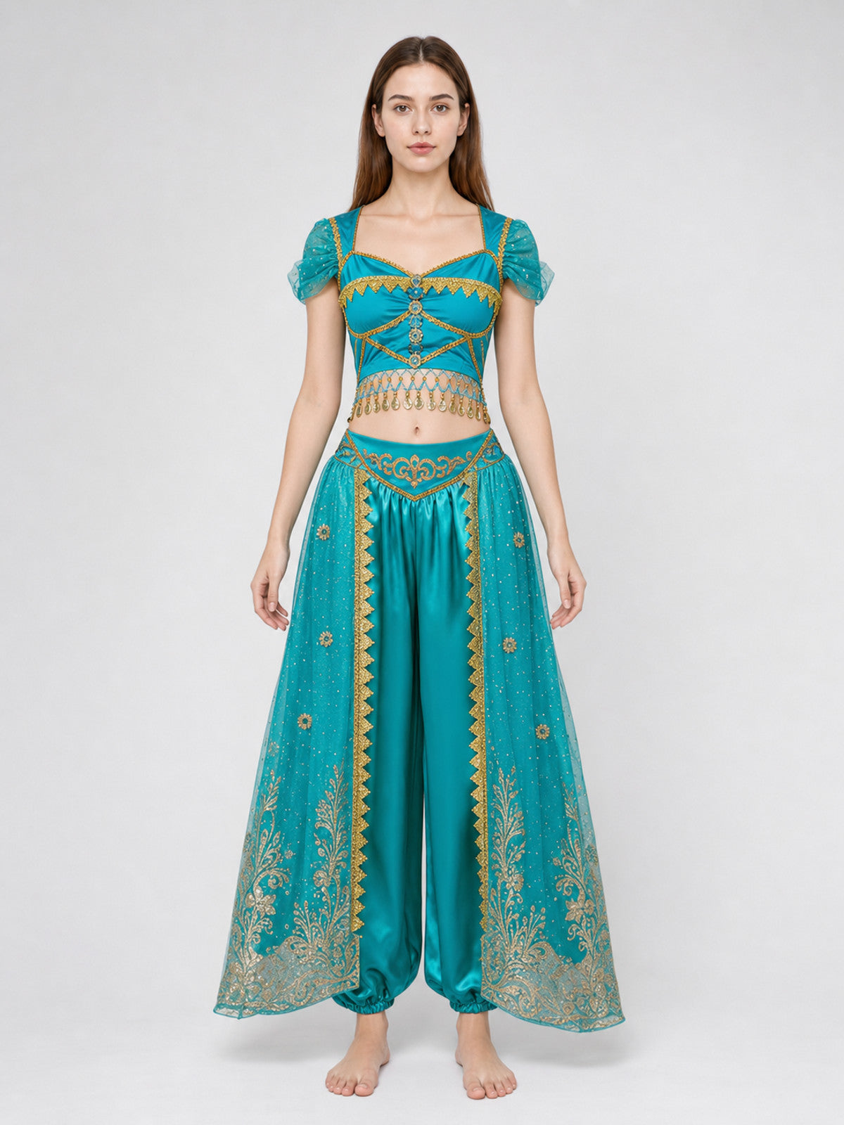 Belly Dance Costume with Veil and Accessories front view