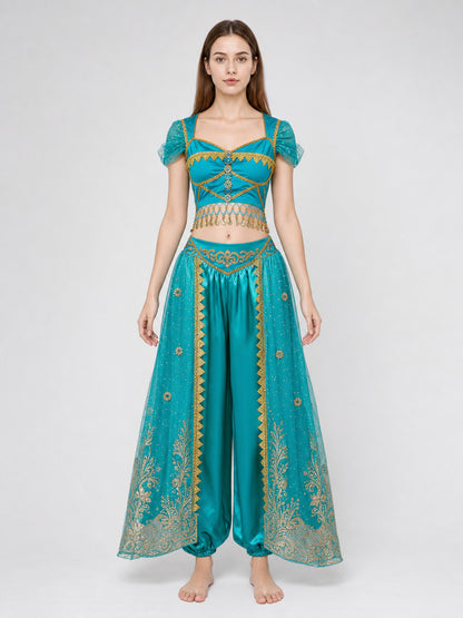 Belly Dance Costume with Veil and Accessories front view