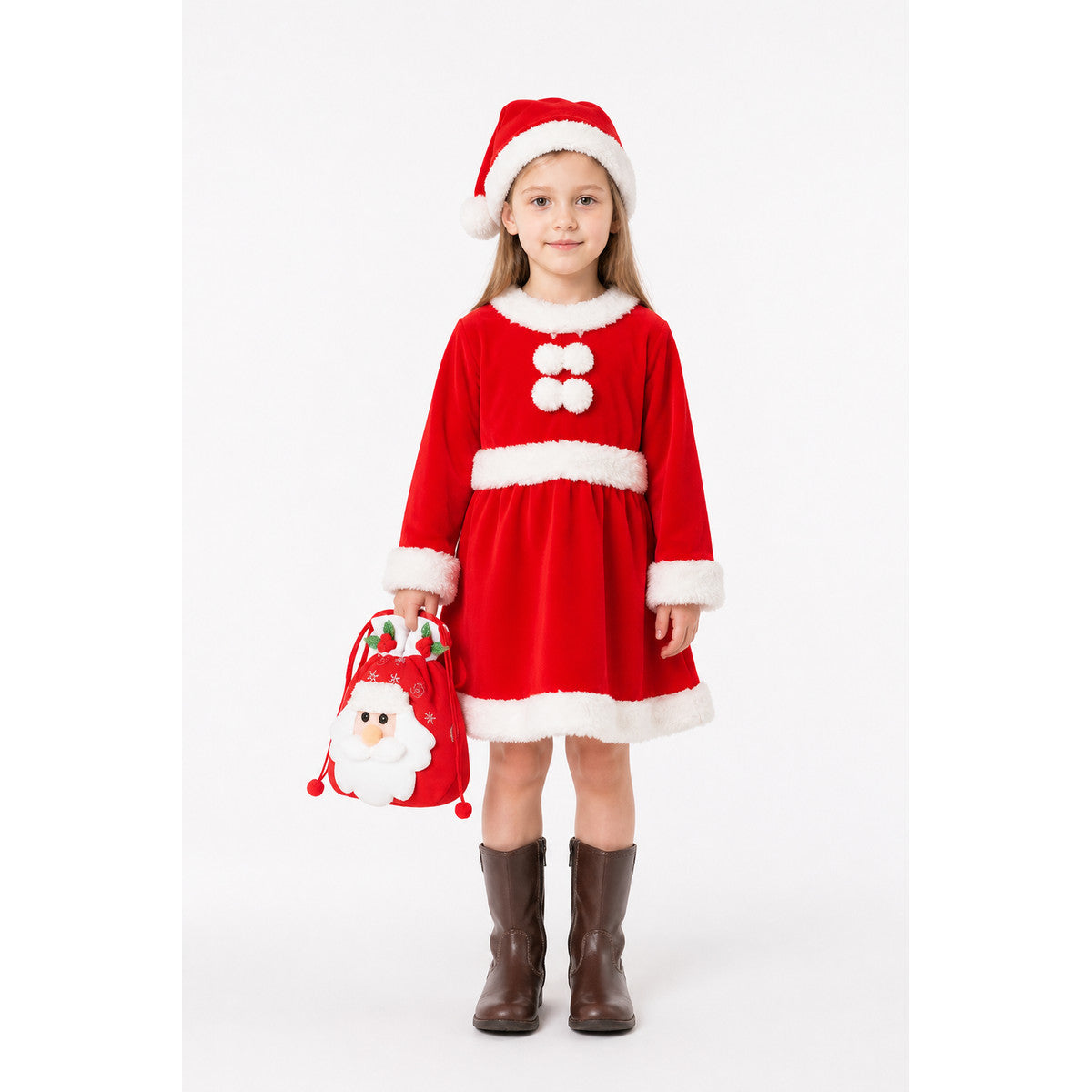 Children’s Santa Costume, Red Dress and Bag main product view