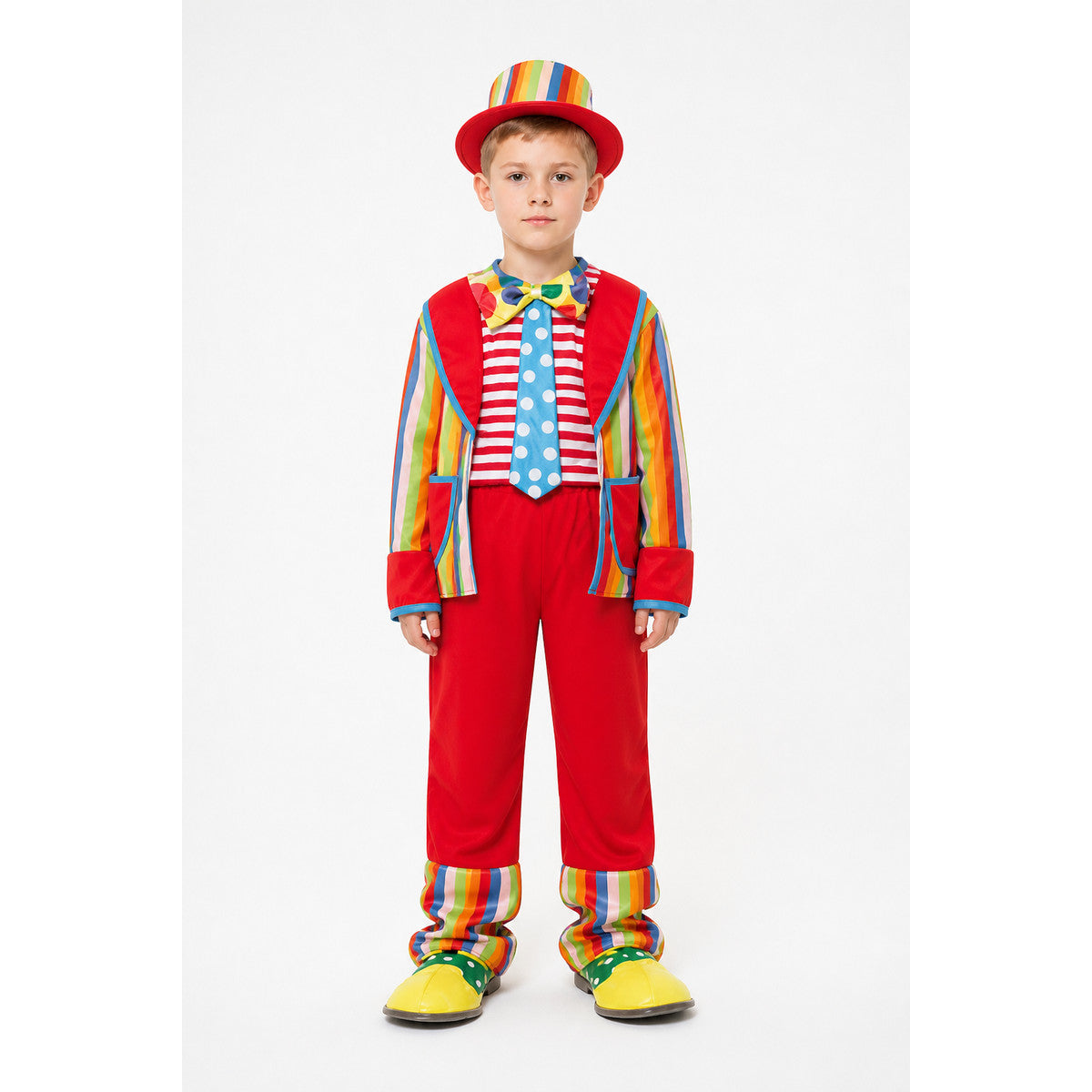 Clown Costume with Striped Top and Hat main product view