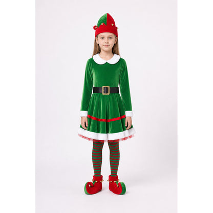 Christmas Elf Costume with Hat, Tights, and Belt