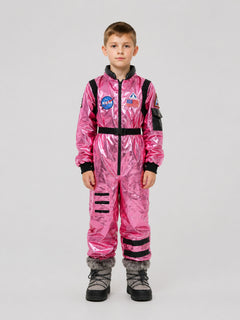 Space Jumpsuit with Pink Glitter, Zipper, and Belt