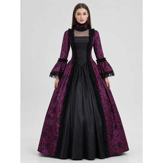 Gothic Victorian-style dress with a full skirt
