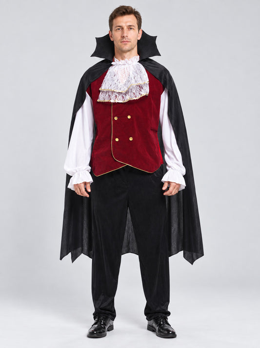 Vampire Costume with Cape, Vest, and Jabot