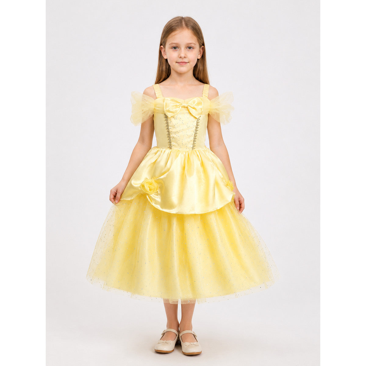 Yellow Princess Costume Dress for Halloween and Cosplay