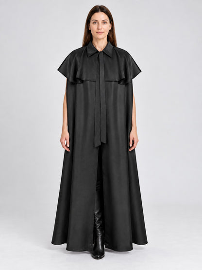 Black cloak with collar and capelet