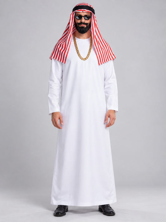 Arab Sheikh Carnival Costume: Robe, Headscarf, Chain