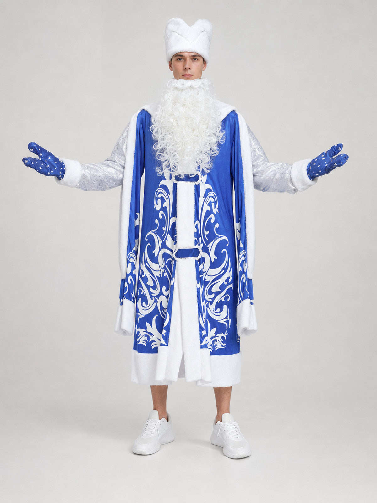 New Year's Santa Claus Costume with Beard and Sack