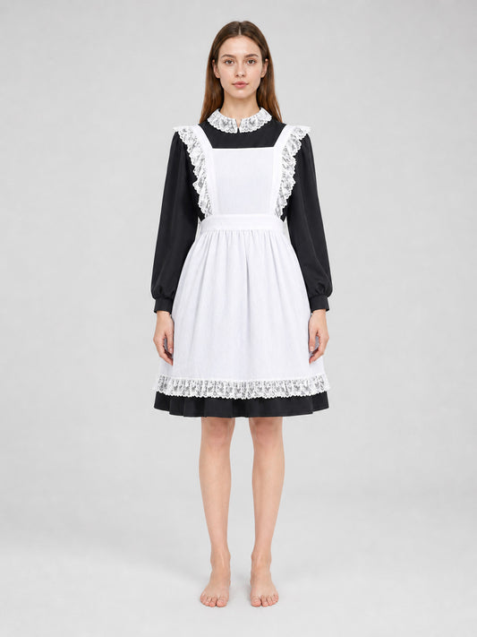 Vintage-Style Maid Costume with Apron front view