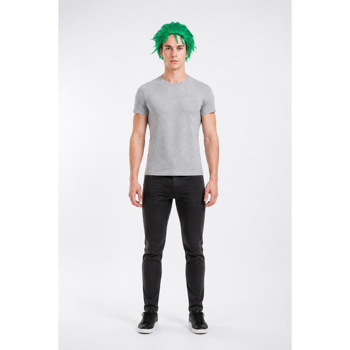 Short Green Zoro Wig with Layered Styling