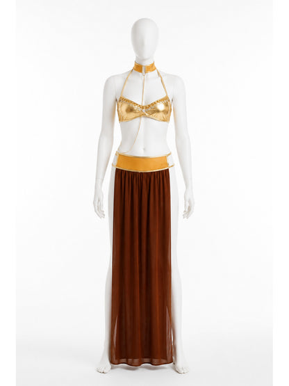 Stage Costume with Gold Chain and High Slit main product view