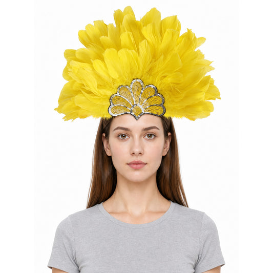 Carnival Headpiece with Yellow Feathers