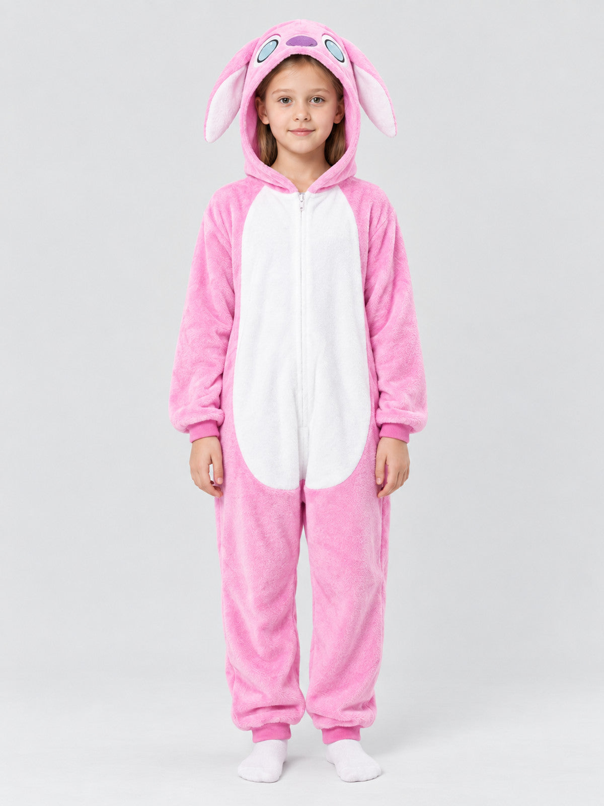 Flannel Hooded Pajama Jumpsuit with Ears