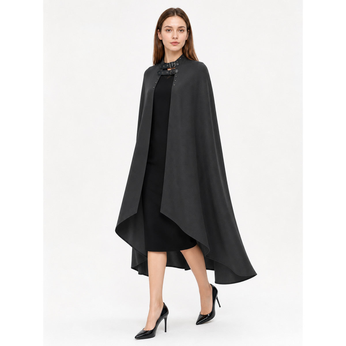 Hooded Cape with Asymmetrical Cut