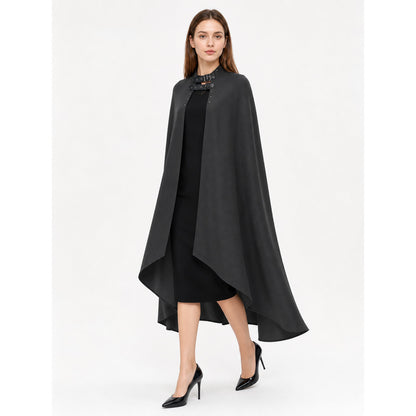 Hooded Cape with Asymmetrical Cut