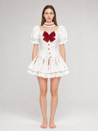Gothic Cosplay Dress with Bow and Ruffles