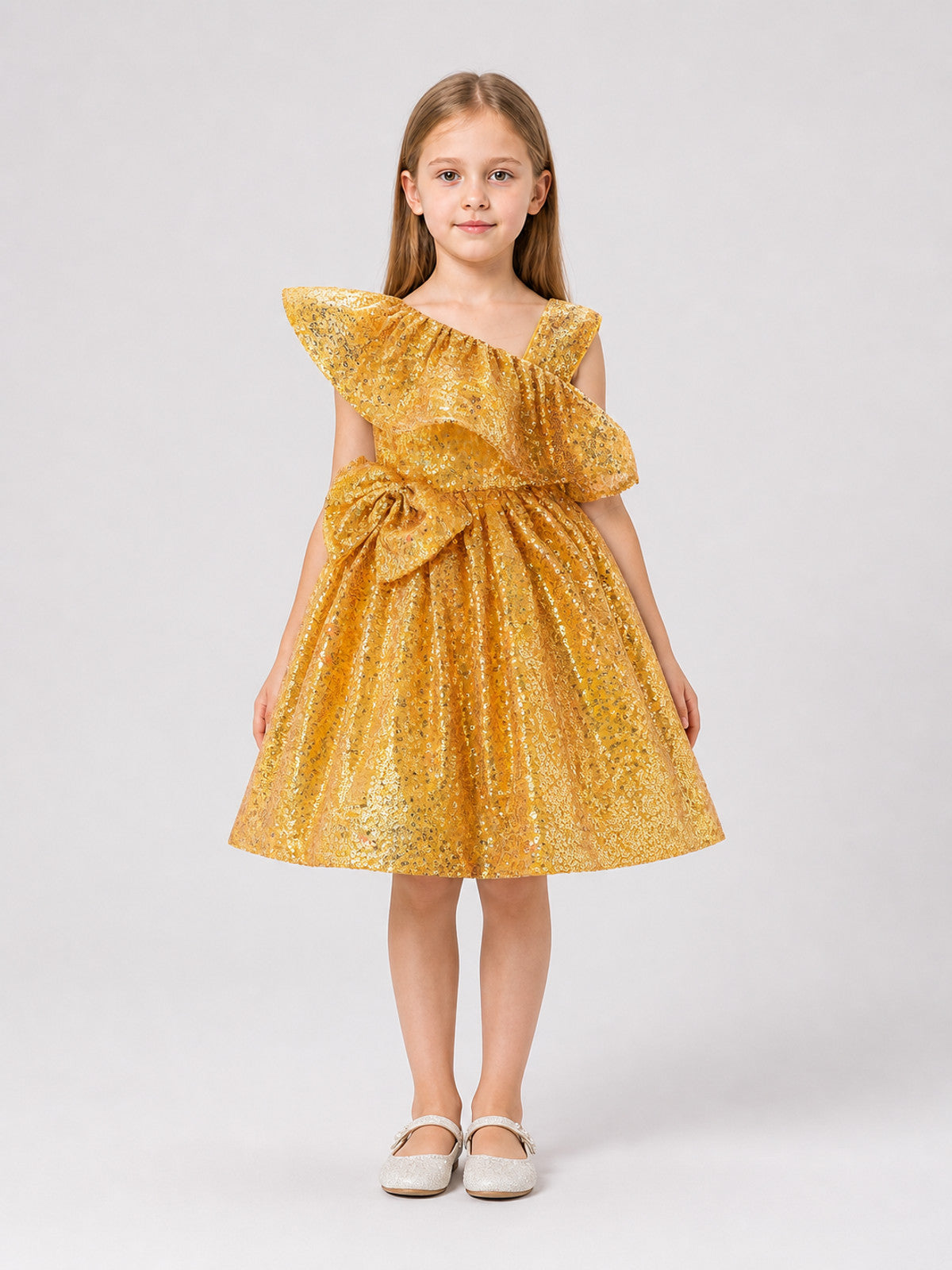 Gold Sequin Ball Gown for Girls for Weddings