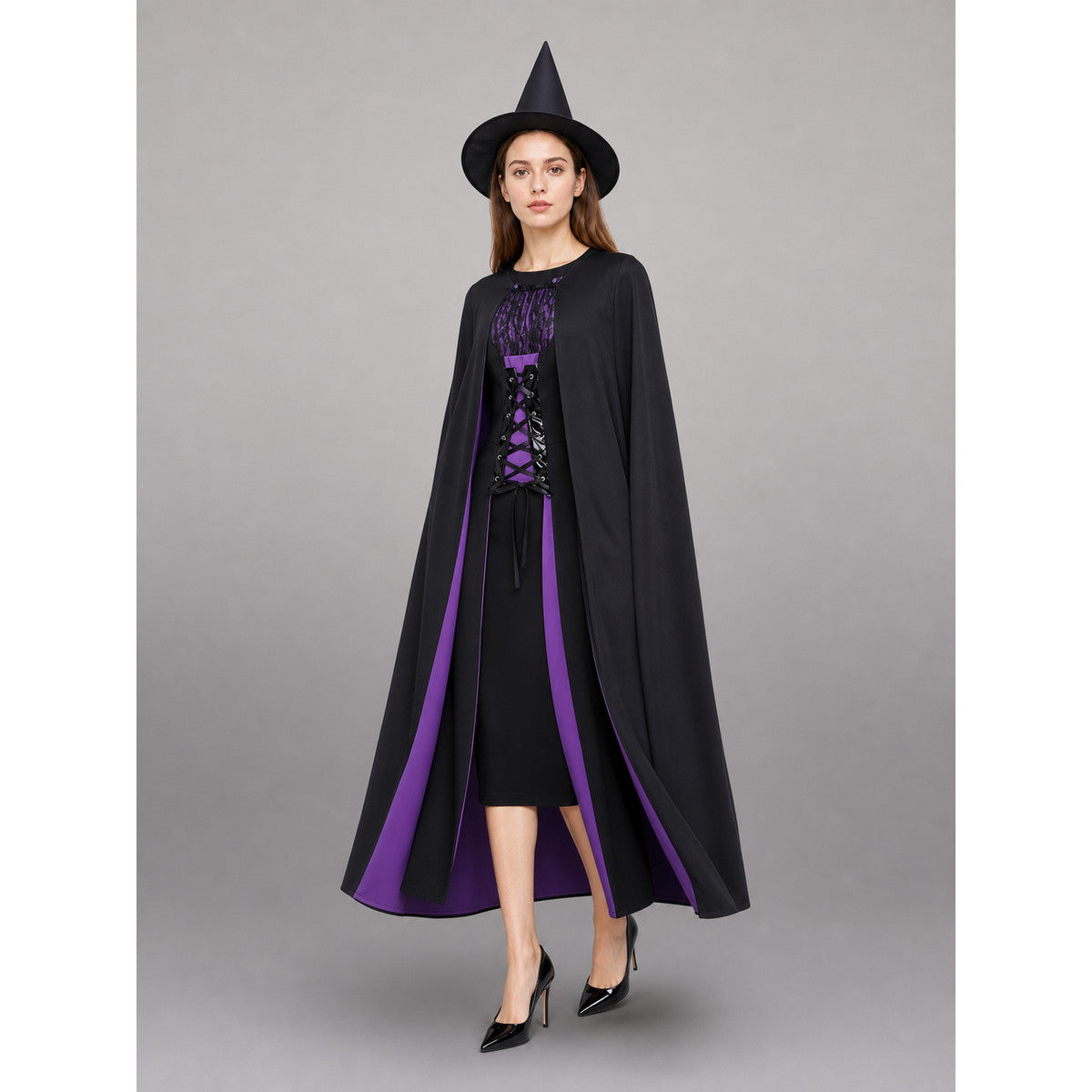 Halloween Witch Costume: Dress and Hat front view