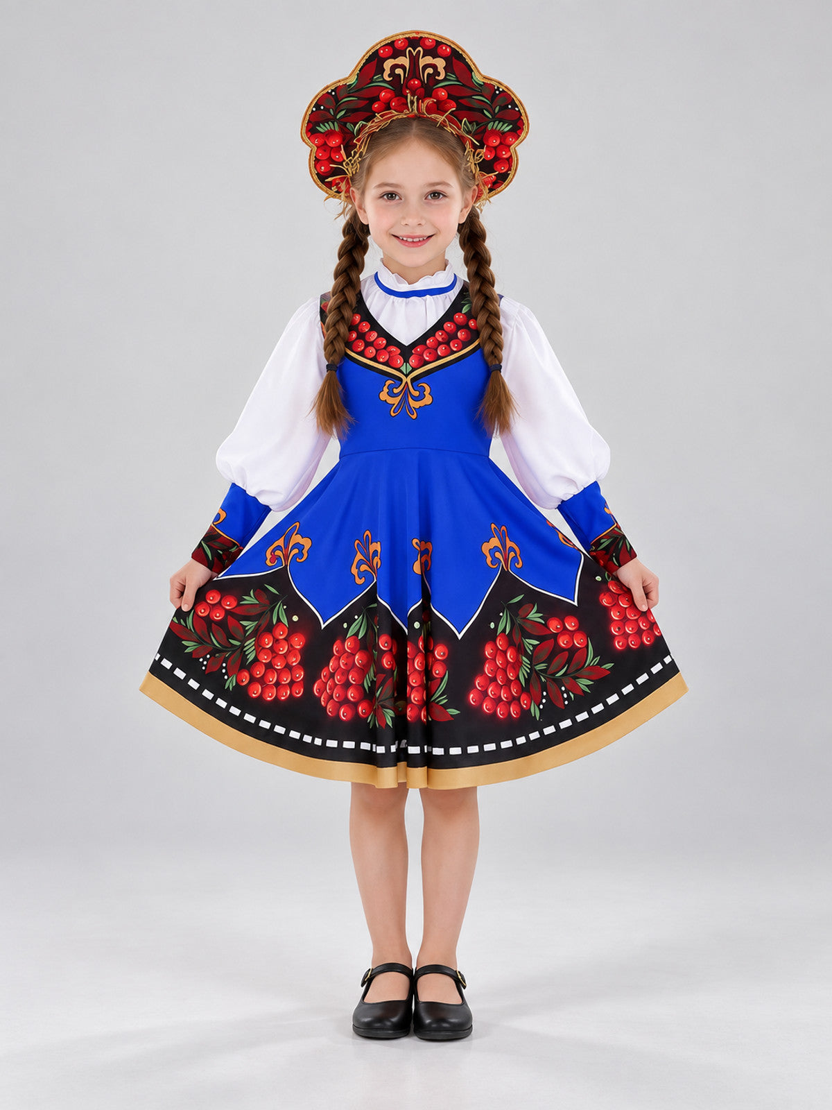 Kids' Stage Costume Sundress Russian Folk Style Blue