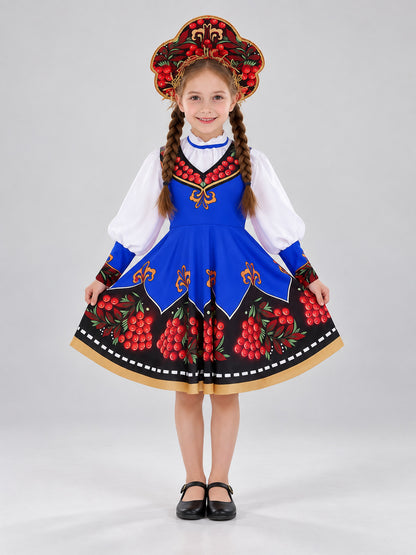 Kids' Stage Costume Sundress Russian Folk Style Blue