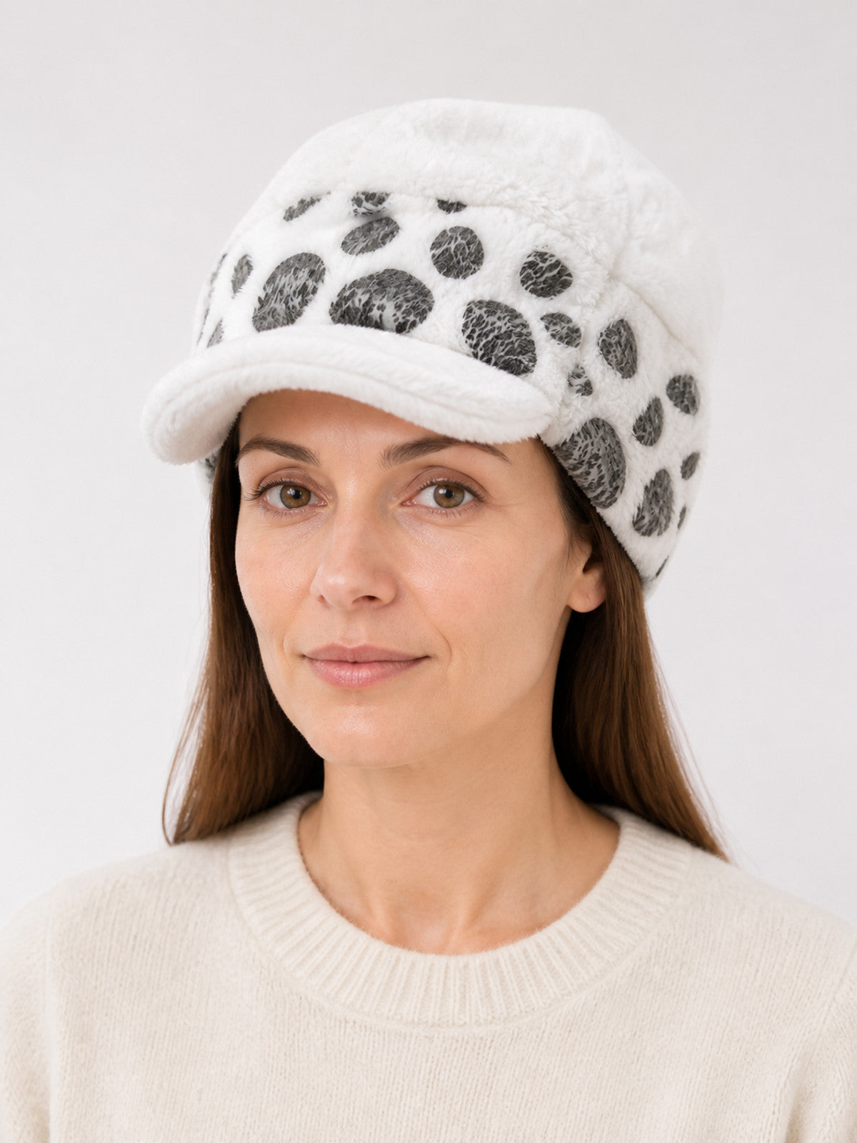 White Carnival Hat with Gray-Black Spots main product view