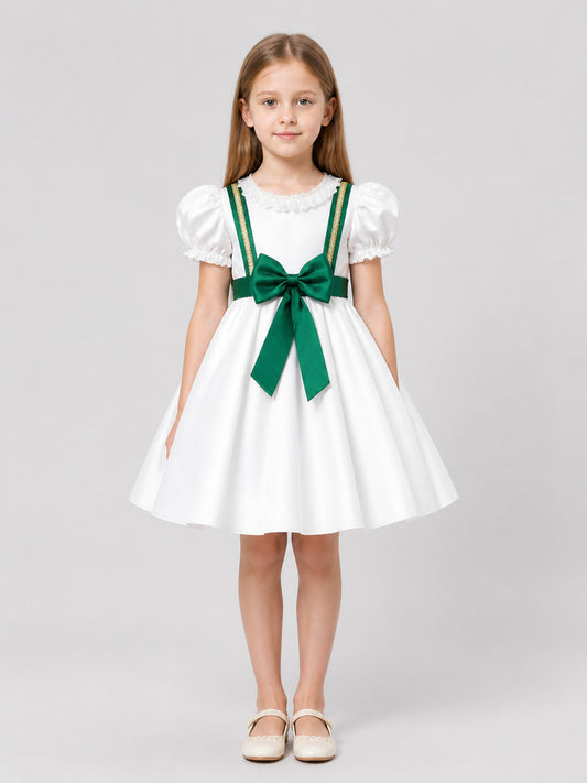 Princess Party Dress with Puff Sleeves on-model view
