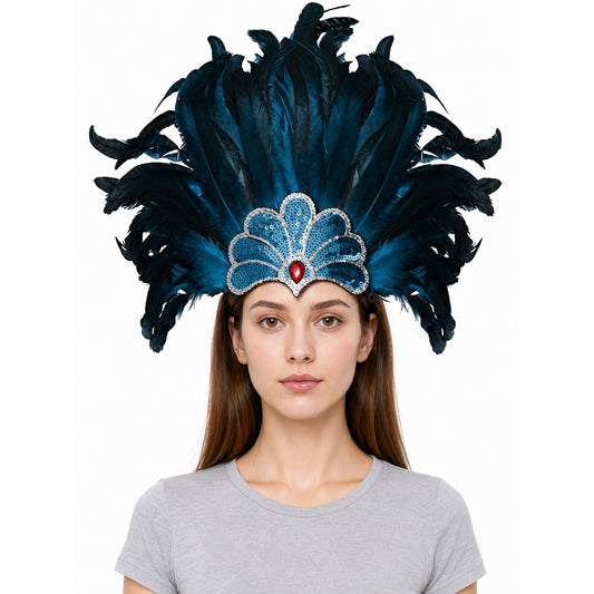 Carnival Feather and Bead Headpiece