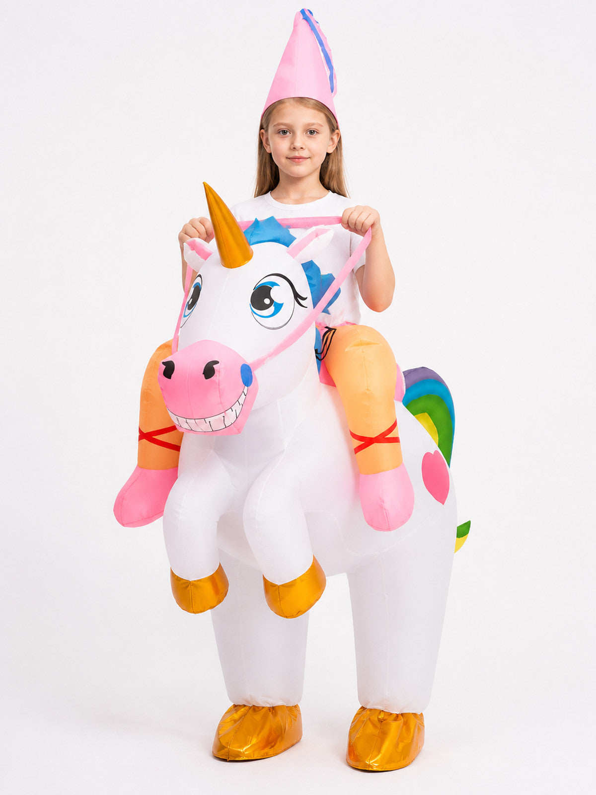 Rainbow Inflatable One-Piece Unicorn Costume front view
