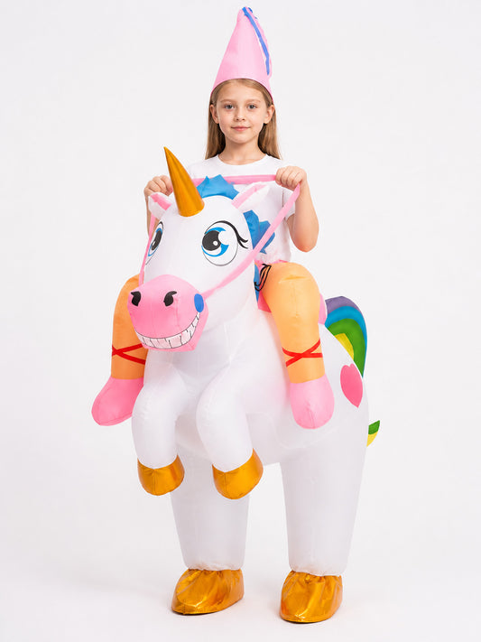 Rainbow Inflatable One-Piece Unicorn Costume front view
