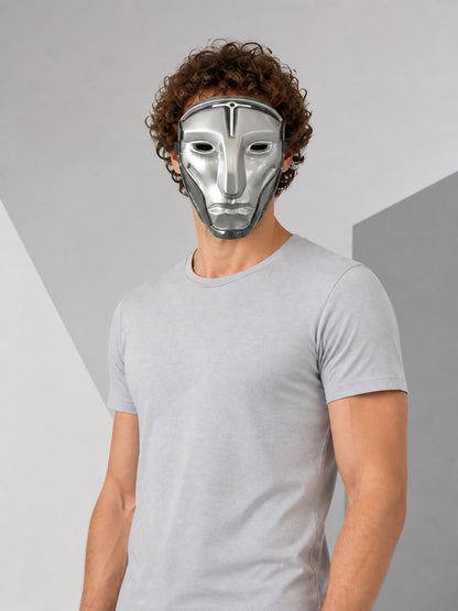 Silver and Black Robot Carnival Mask for Cosplay