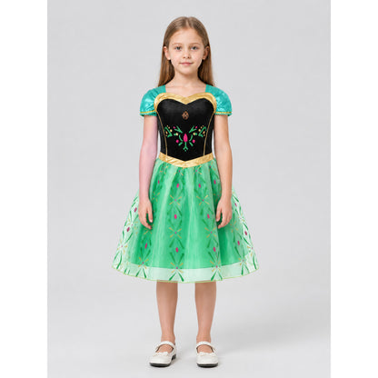 Girls' Elsa and Anna Princess Dress with Full Skirt on-model view