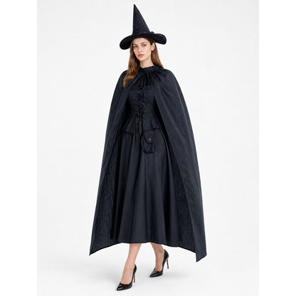 Black Costume Cape with Pointed Hat front view