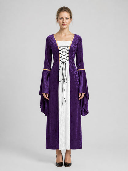 Long Medieval-Style Dress with Sleeves on-model view