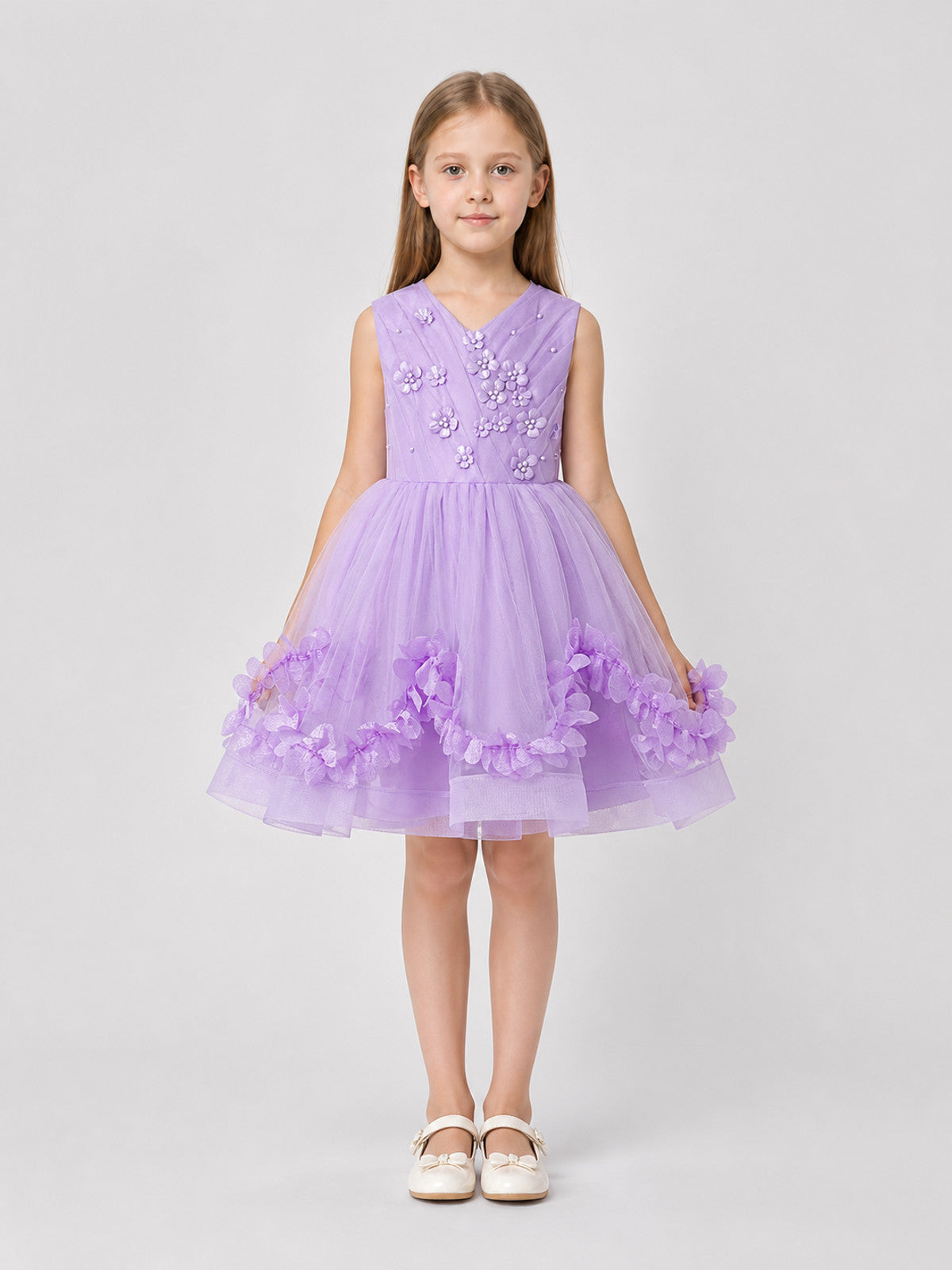 Dressy Dress with a Full Skirt and Floral Details