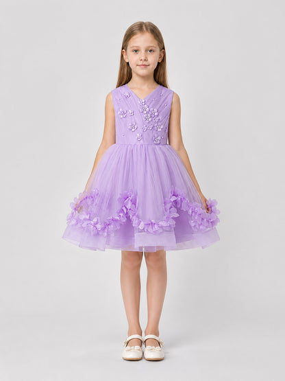 Dressy Dress with a Full Skirt and Floral Details