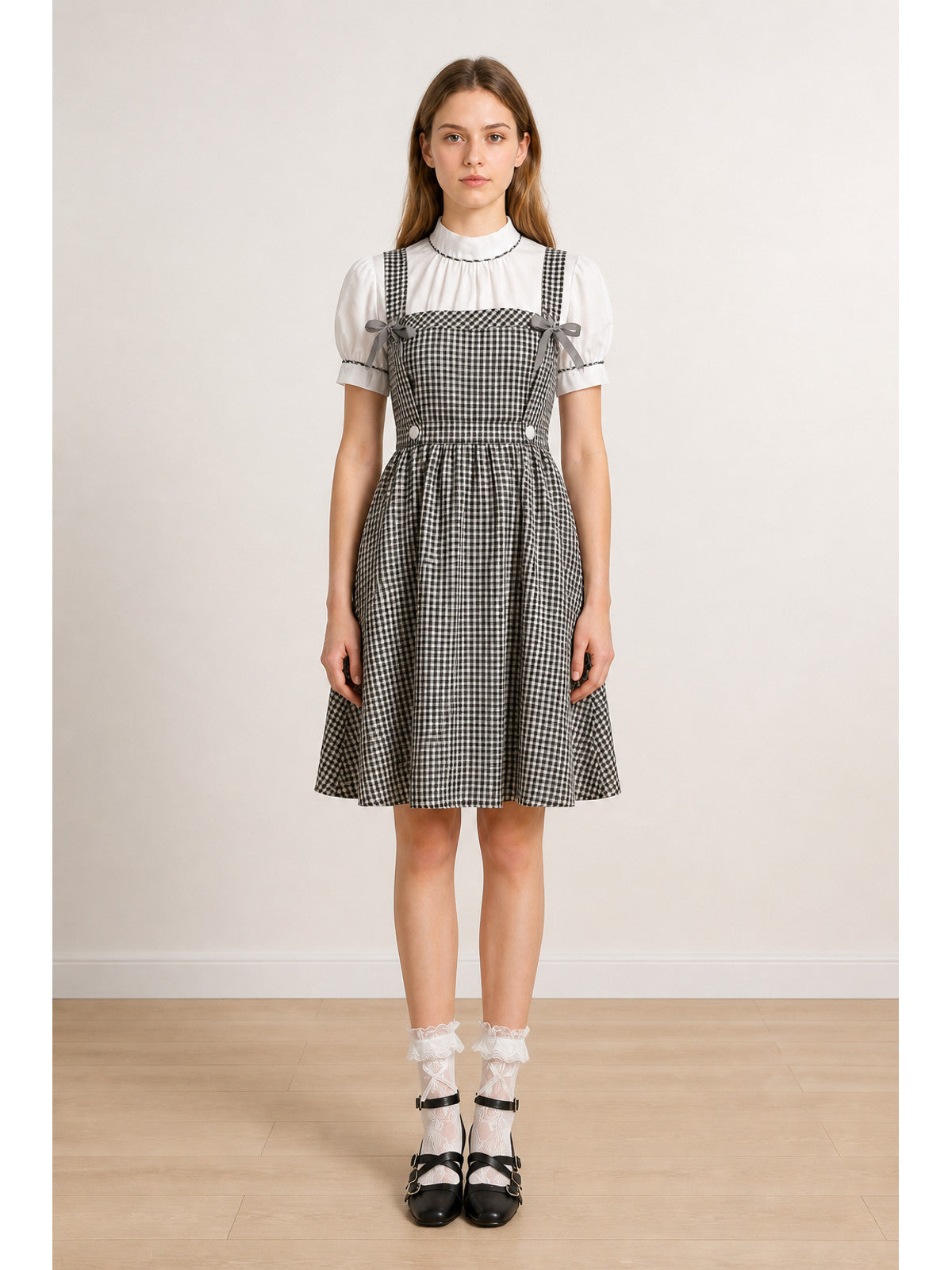 Plaid Dress with Bow for Halloween Cosplay