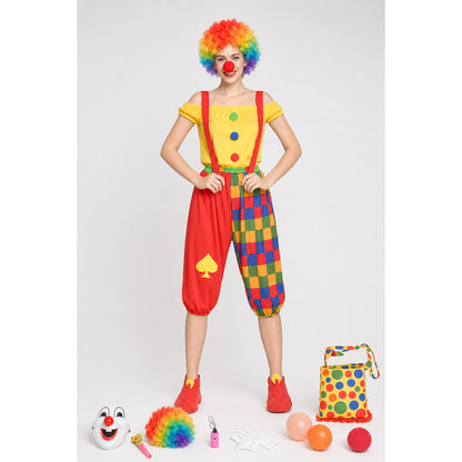 Clown Costume with Suspenders and Harem Pants on-model view
