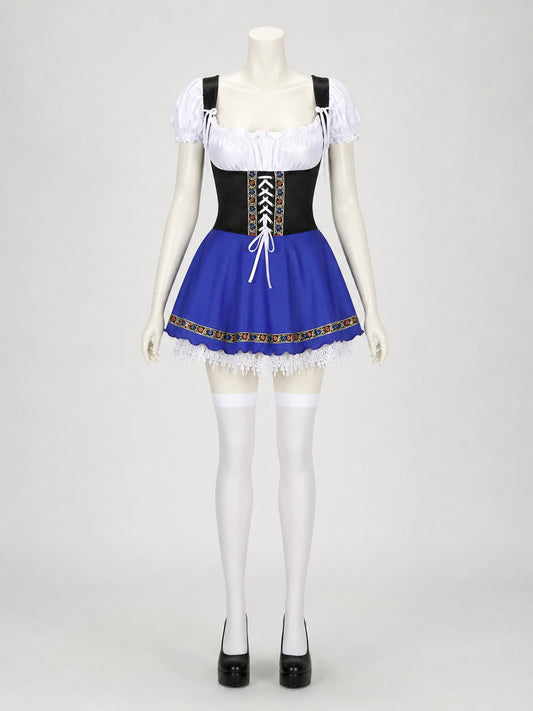 Historical Folk Costume with Bodice and Skirt front view