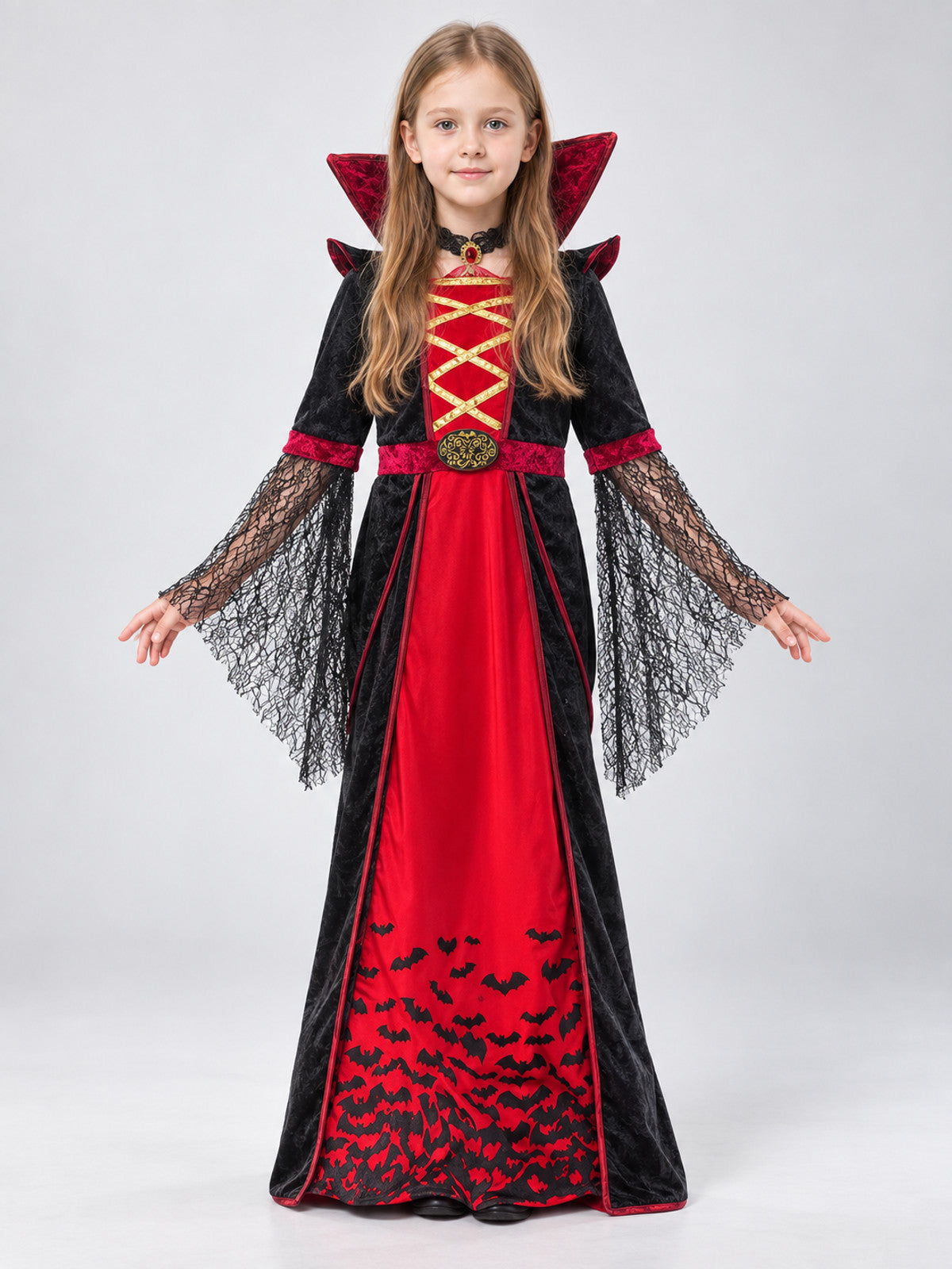 Gothic-Style Vampire Costume on-model view