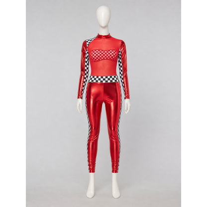 Two-Piece Stage Costume with Checkerboard Details