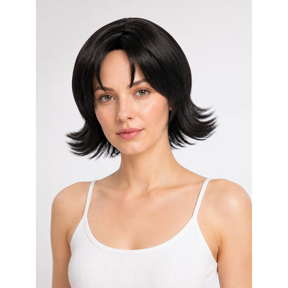 Short Black Carnival Wig with Side-Swept Bangs main product view