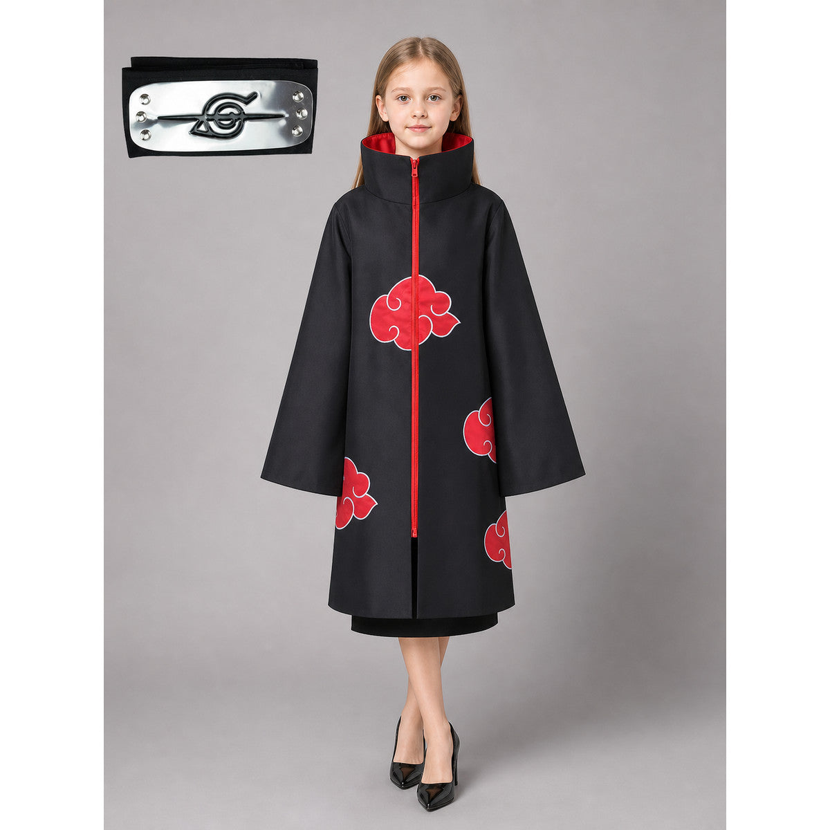Black Cloak with Red Clouds for Cosplay