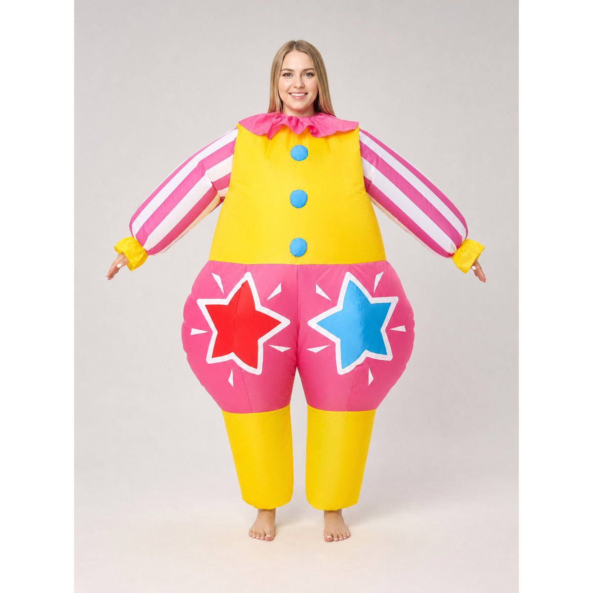 Inflatable clown costume for parties and carnivals on-model view