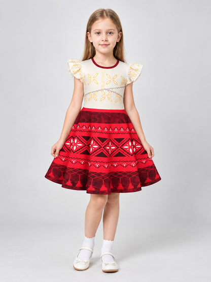 Girls' dress with flutter sleeves and floral print