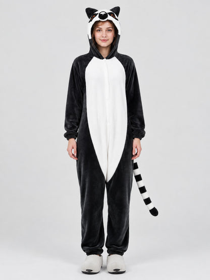 Panda Hooded Pajama Jumpsuit with Ears