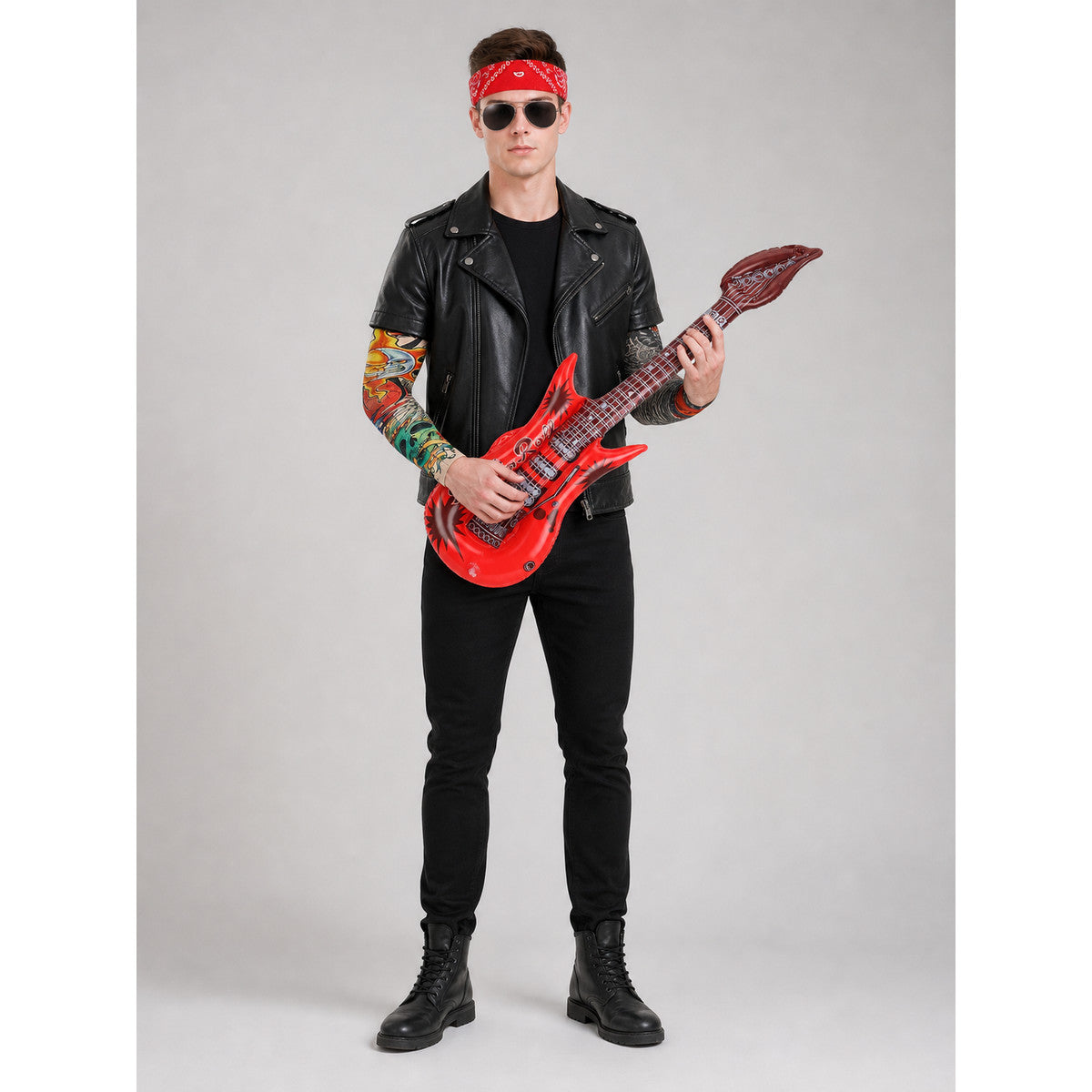 Rock outfit with bandana, glasses, and accessories